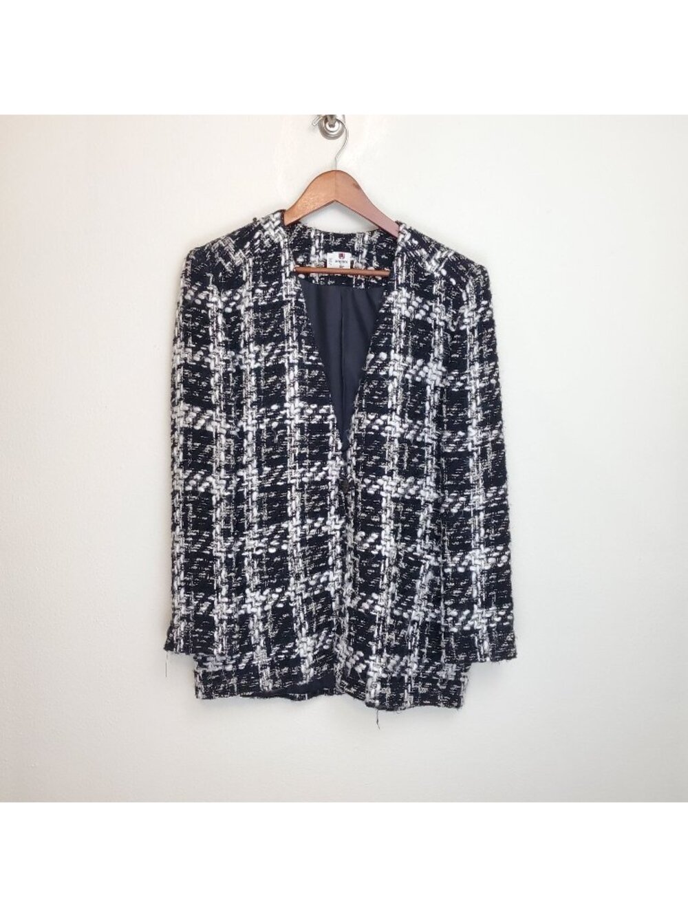 Vintage Ungaro ter black and white plaid boucle blazer